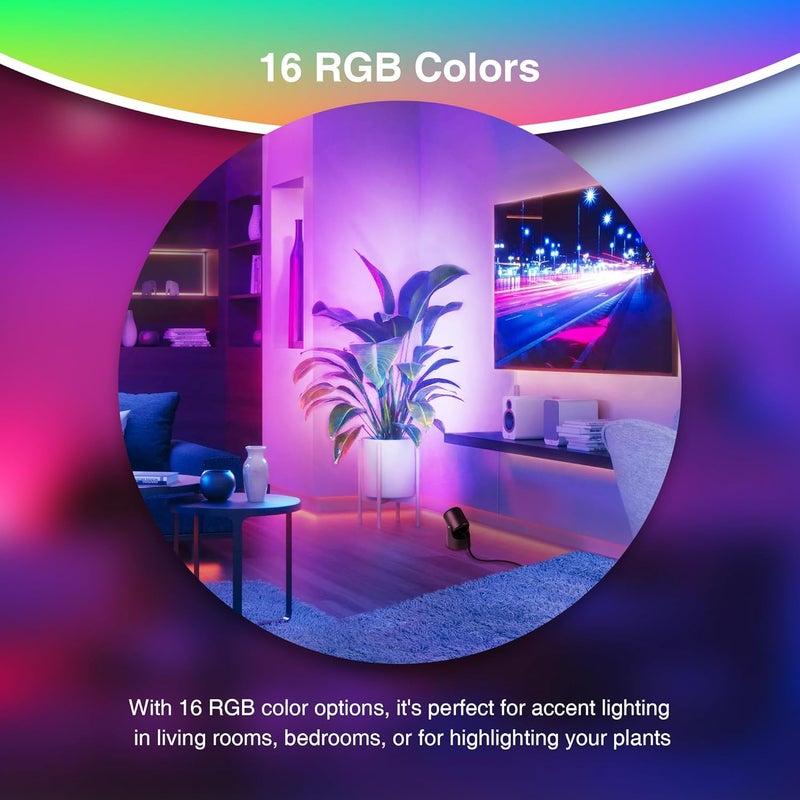 URTOM RGBW Christmas Spot Lights Indoor 6W Up Lights Indoor with Remote Control 16 Color Changing Uplighting Indoor 120V LED Spotlight Indoor Dimmable Uplights Indoor for Parties Plant Decor, 2 Pack - Image 5